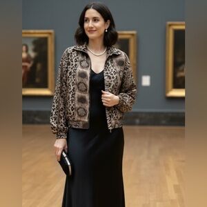 Shanghai Silk  100% Silk  Animal Print Women's 90’s Vintage Jacket  S Oversized